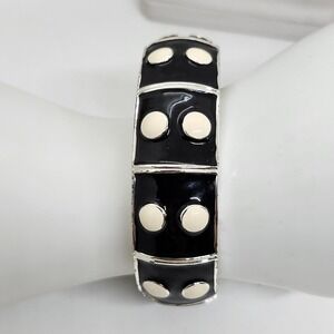 Premier Designs‎ cream dot and black enamel cuff bracelet